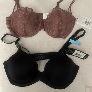 Calvin Klein Lace Underwire Bra & Black Maidenform Bra (Lot)